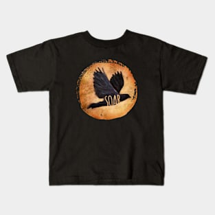 SOAR - crow/raven in flight Kids T-Shirt